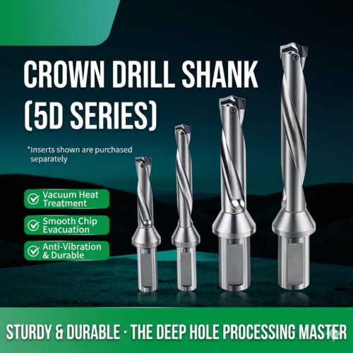 CSJ Crown Drill Bit | Front-Lock Drill Rod, Quick Internal Cooling, Deep Hole U-Drill, High-Feed Fast Drilling, Side Lock Indexable Spade Drill CSJ Crown Drill Bit, 3D Drill Diameter Range 8.50-8.99mm, Front-Locking Body with Internal Cooling for High-Speed Deep-Hole Drilling, Indexable Insert Drill / Side-Locking Drill Tip