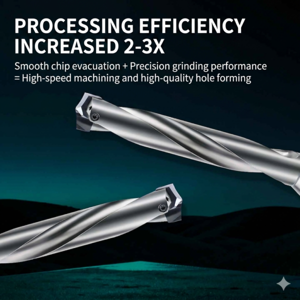CSJ Crown Drill Bit, 3D Drill Diameter Range 8.00-8.49mm, Front-Locking Body with Internal Cooling for High-Speed Deep-Hole Drilling, Indexable Insert Drill / Side-Locking Drill Tip